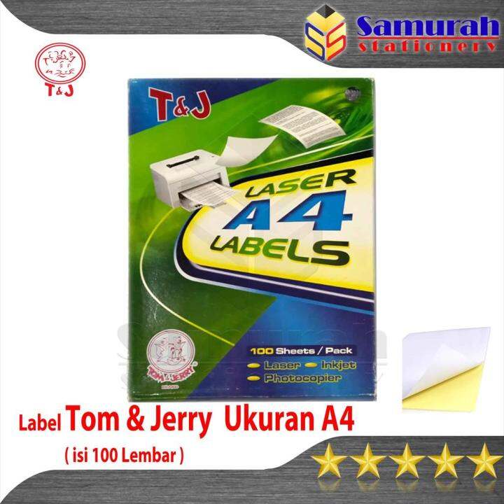 Kertas Laser Label Stiker Hvs Tom Jerry Ukuran A Isi Lembar