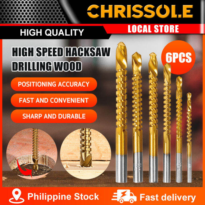 Chrissolecombo Set Of Sizes Twist Drill Bits Hss Titanium Serrated