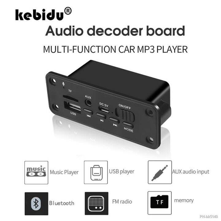 Kebidu 2 X 3W Speaker Car Handsfree Bluetooth 5 0 MP3 Player Decoder