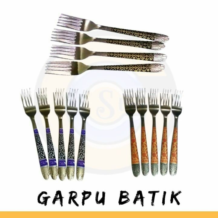 GARPU MAKAN MOTIF BATIK STAINLESS ISI 12 Pcs Lazada Indonesia