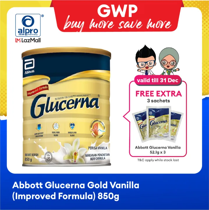 Abbott Glucerna Gold Vanilla Improved Formula 850g Lazada