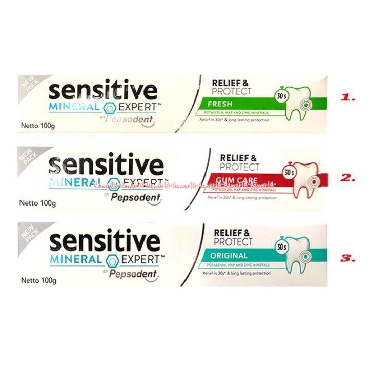 Sensitive Mineral Expert Pepsodent 100gr Relief Protect Fresh Gumcare