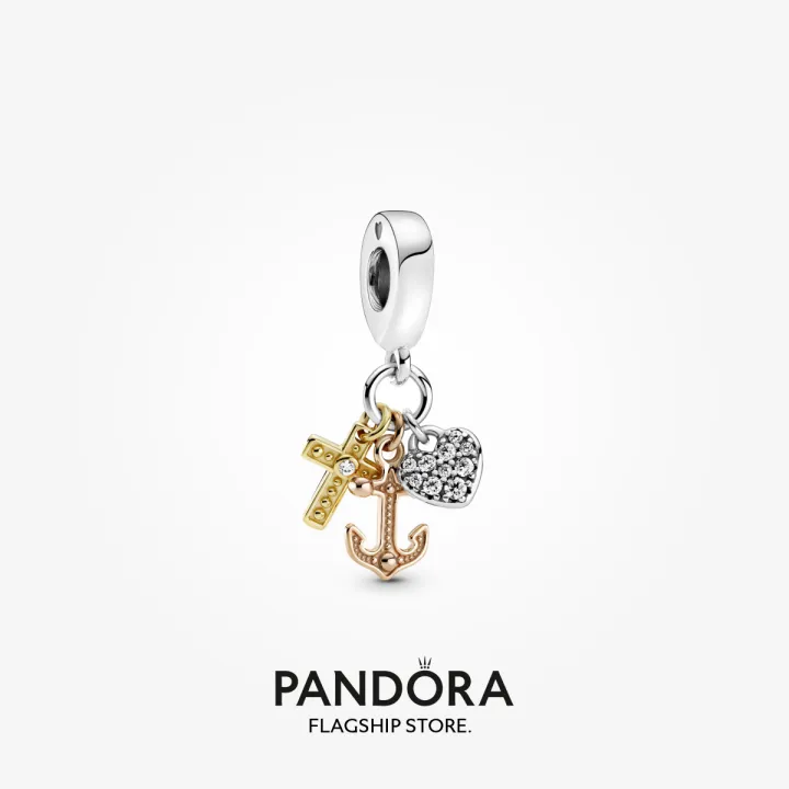 Triple Tone Cross Heart Anchor Dangle Charm Lazada PH