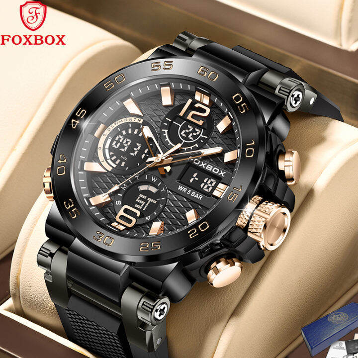 LIGE New Dual Display Electronic Watch Men Original FOXBOX Multi