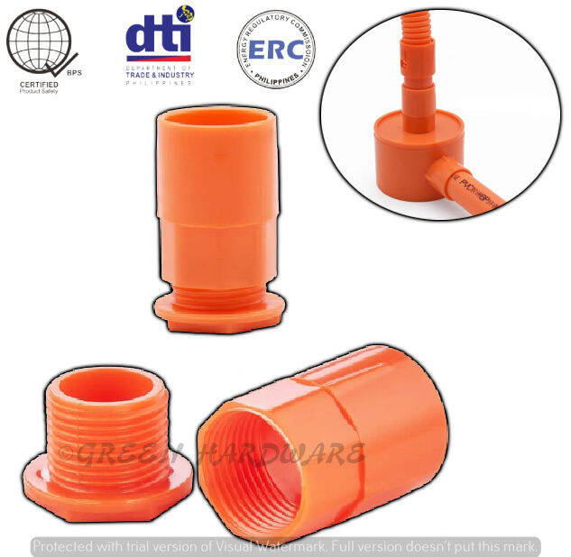 Pcs Pvc Orange Electrical Conduit Pipe Connector Male Adapter W Lock