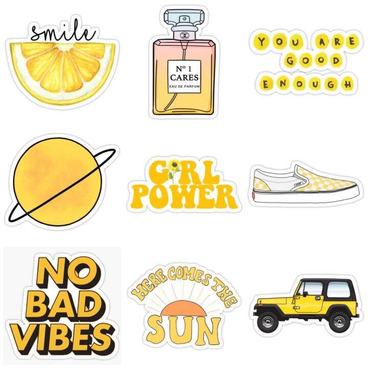 Sticker Aesthetic Stiker Tumblr Case Handphone Laptop Yellow Series