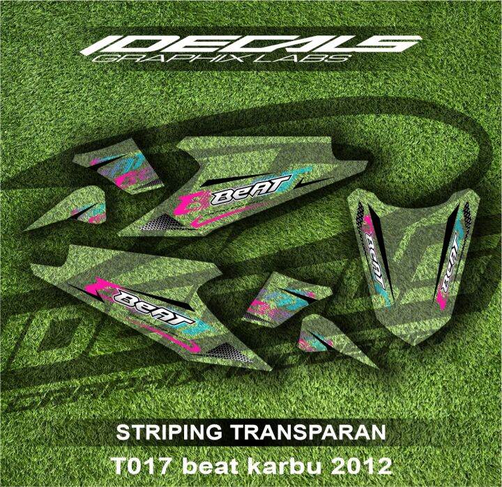 T017 Sticker Striping Transparan Honda Beat Karbu 2012 Tema Garis