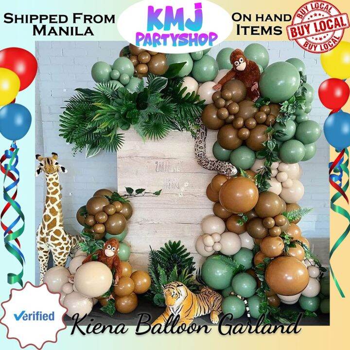 Kiena Balloon Safari Jungle Balloons Garland Arch Kit Sage Green Blush