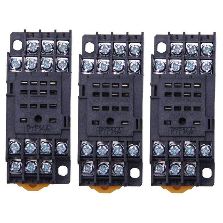 3X PYF14A DIN Rail Power Relay Socket Base 14 Pin For MY4NJ HH54P MY4