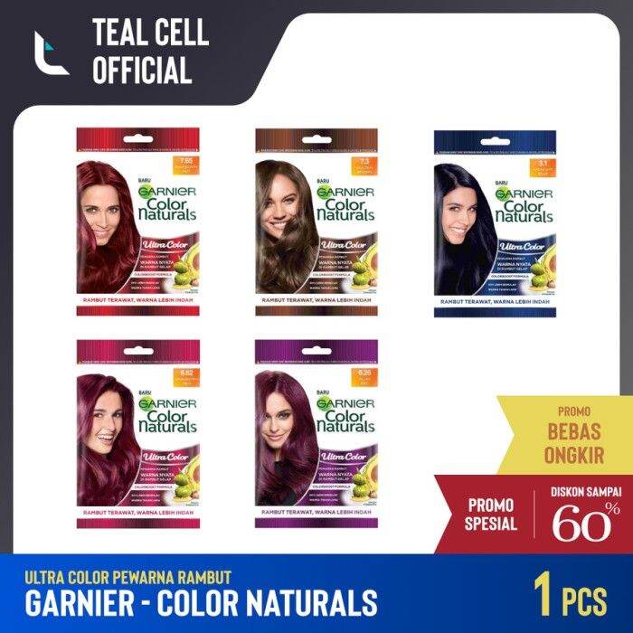 GARNIER COLOR NATURALS PEWARNA RAMBUT ALL VARIANTS HITAM COKLAT MERAH PINK BIRU UNGU LAVENDER