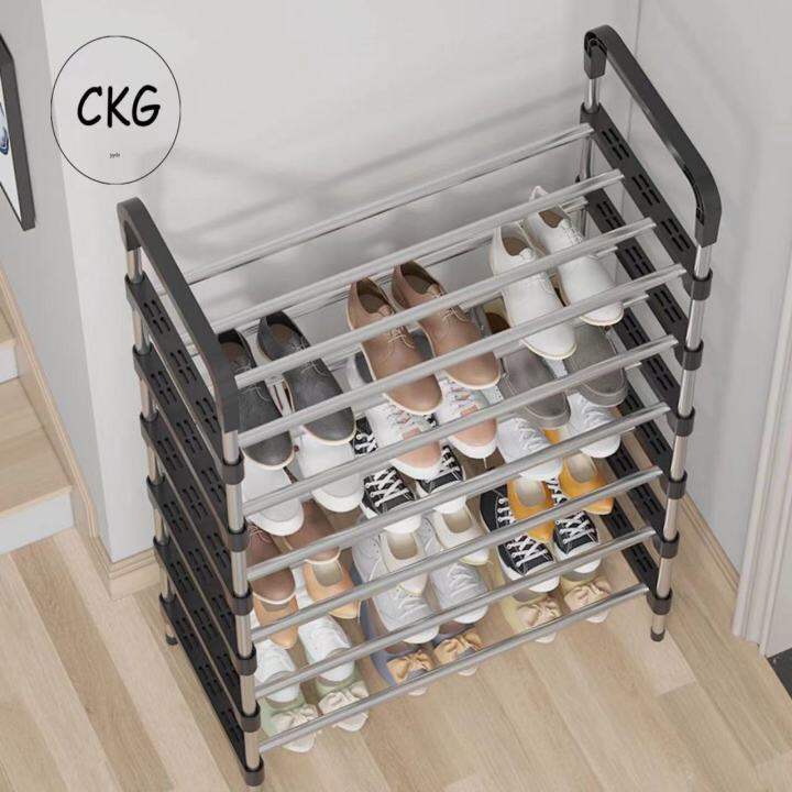 Layer Shoe Rack Tier Colored Stainless Steel Stockable Shoes