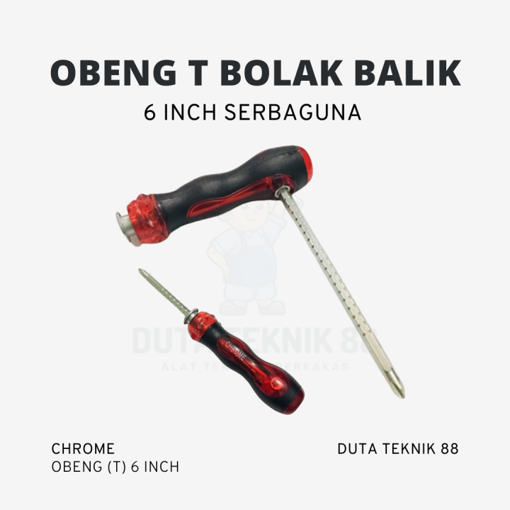 Obeng Bolak Balik Model T Inci Serbaguna Chrome Obeng Bb Obeng T