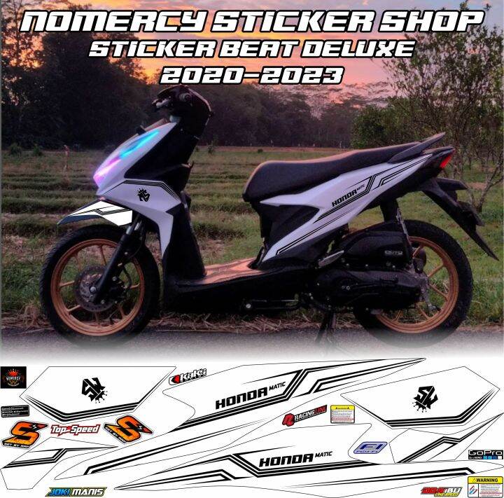 STRIPING DELUXE PUTIH LIS HITAM HONDA BEAT NEW VARIASI STIKER BEAT