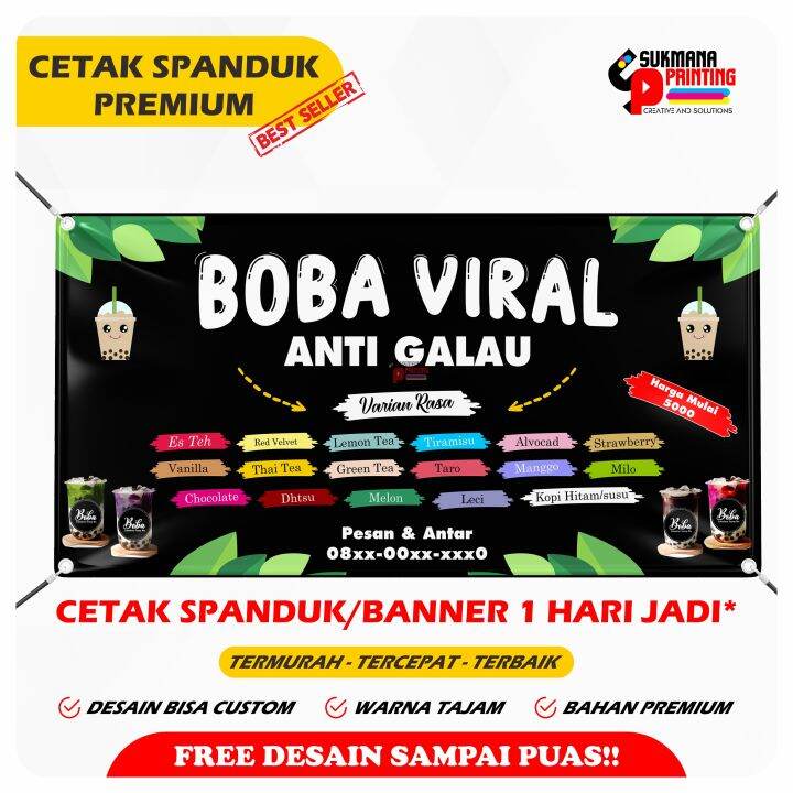 Free Desain Spanduk Banner Siap Cetak Custom Desain Minuman Boba