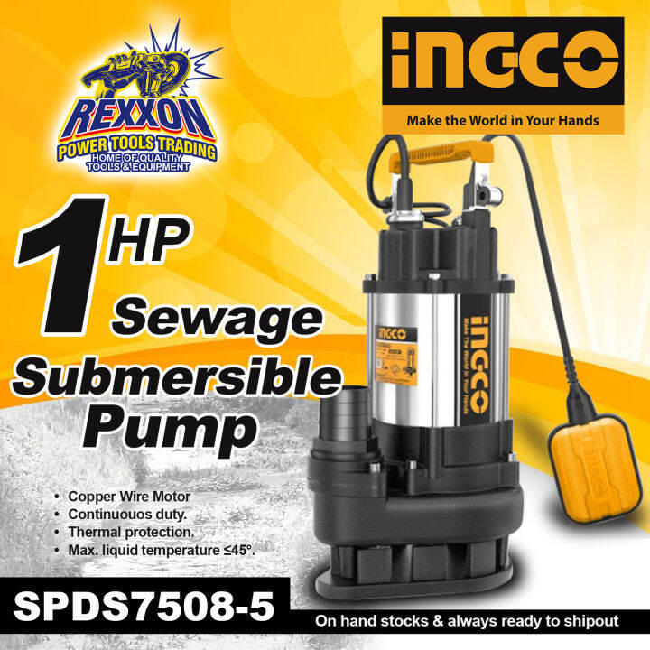 INGCO 1HP 750W Sewage Submersible Pump SPDS7508 5 Rexxon Power Tools