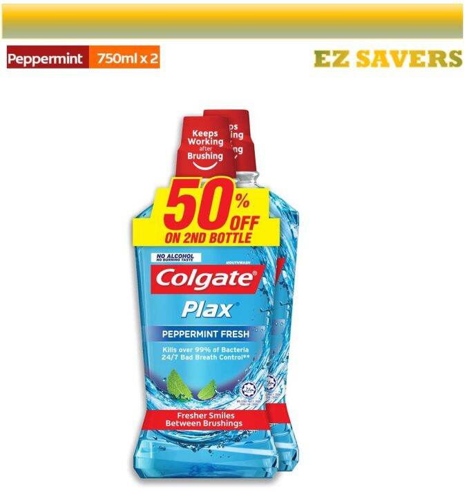 Colgate Plax Peppermint Mouthwash Valuepack Eliminates Bacteria