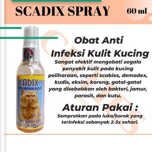 Scadix Cat Ml Spray Semprot Tamasindo Obat Anti Infeksi Kutu Scabies