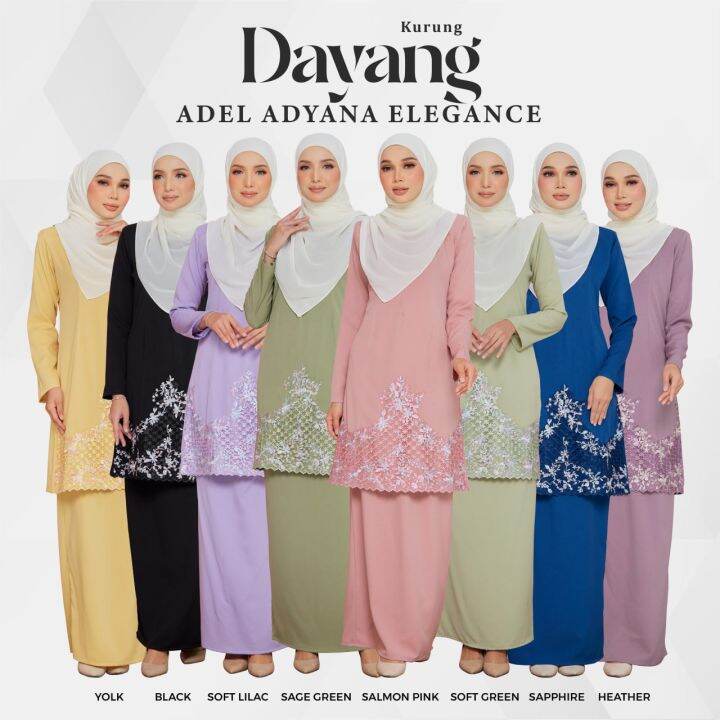 ADEL Dayang Baju Kurung Moden Muslimah Dewasa Premium Como Crepe Lace