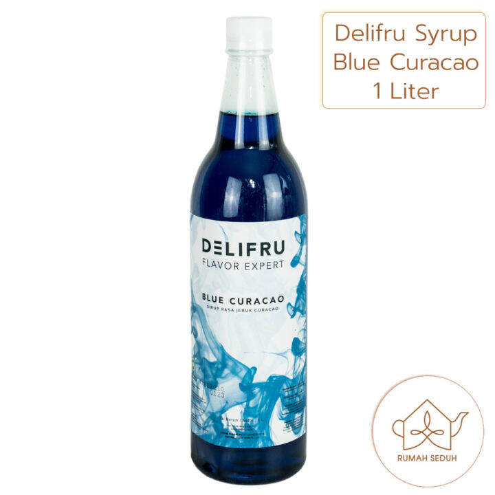 Delifru Blue Curacao Syrup 1L Sirup Blue Lagoon Jeruk Biru 1000ml 1Lt