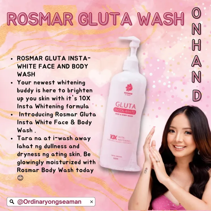 Rosmar Gluta Insta White Face And Body Wash Lazada Ph