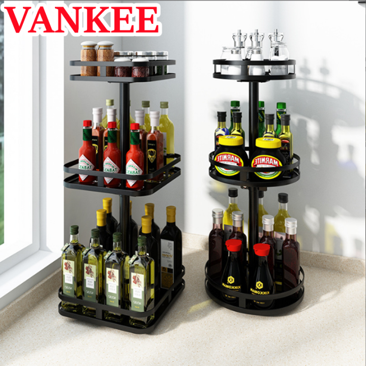 Vankee Rack Organizer Shelf Layer Rotatable Kitchen Spice Rack