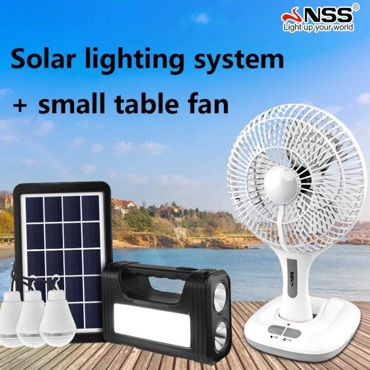 Nss 6 Inch Ac Dc Dual Power Reachargeable Stand Fan Solar Fan With Led