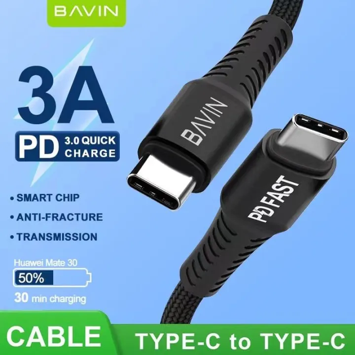 BAVIN CB188 PD Fast Charging Nylon Braided Data Cable For Type C To