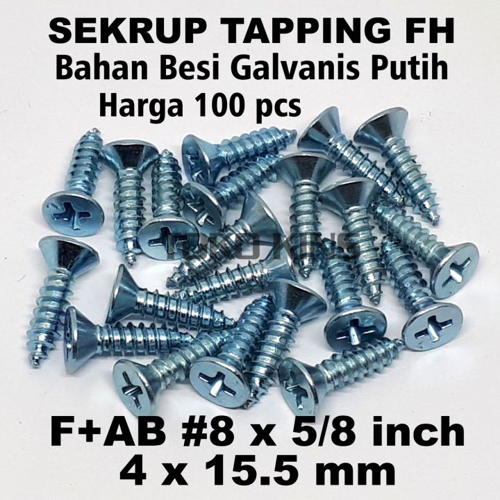 Sekrup FH 8 X 5 8 Tapping FAB 4 X 15 Mm Skrup Obeng Plus 100 Pcs