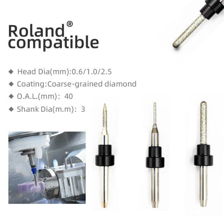 Roland Dwx W Cadcam Diamond Coated Milling Burs For Dental Lithium