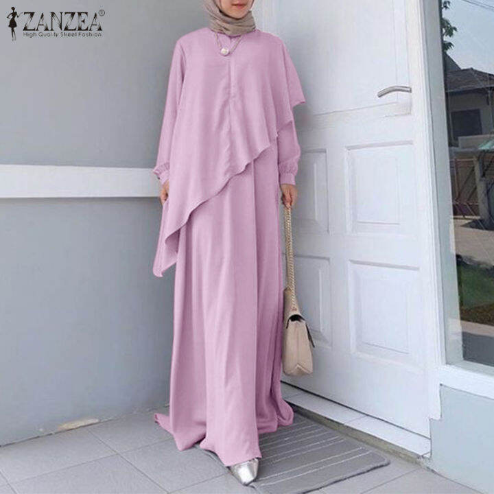 MOMONACO ZANZEA Muslimah Womens Muslim Long Sleeve Ismaic Abaya Layered