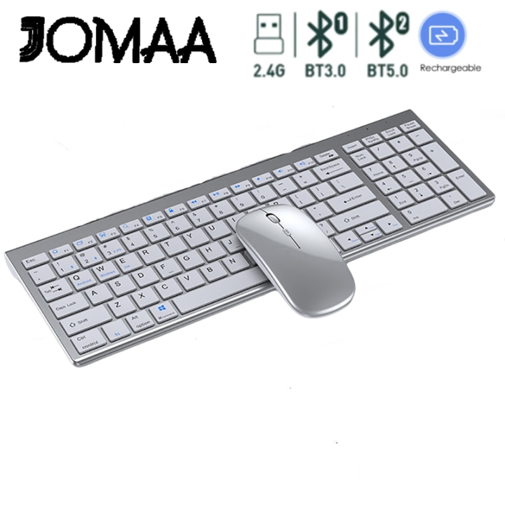 JOMAA 2 4G Wireless Bluetooth Keyboard Mouse Set Three Mode Wireless