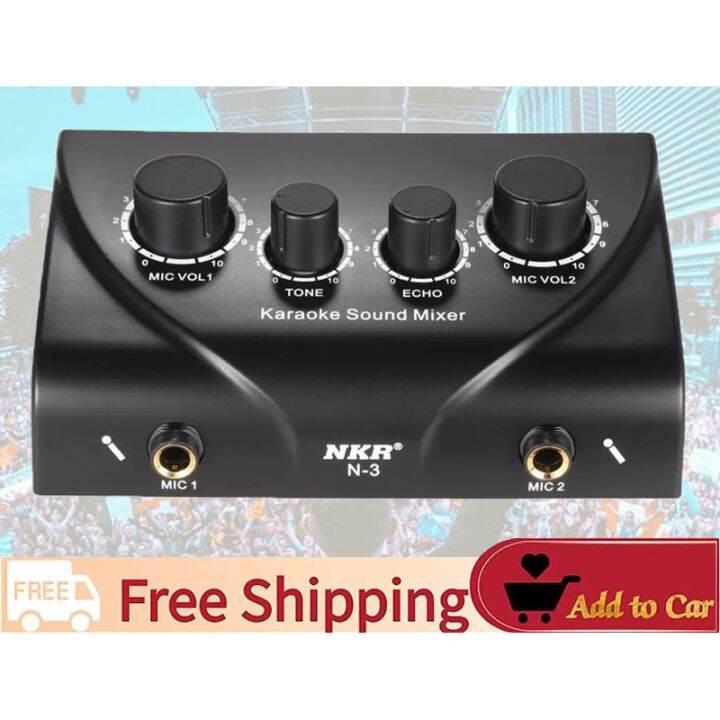 In Stock Karaoke Sound Mixer Dual Mic Inputs With Cable Lazada Ph