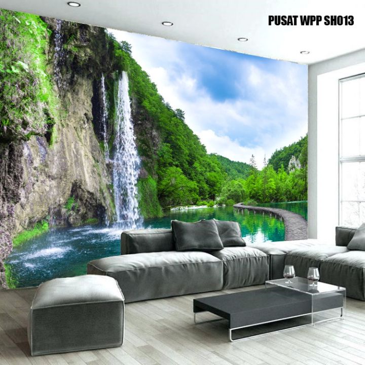 TERLENGKAP Wallpaper Pemandangan Alam Air Terjun 3D Wall Banner