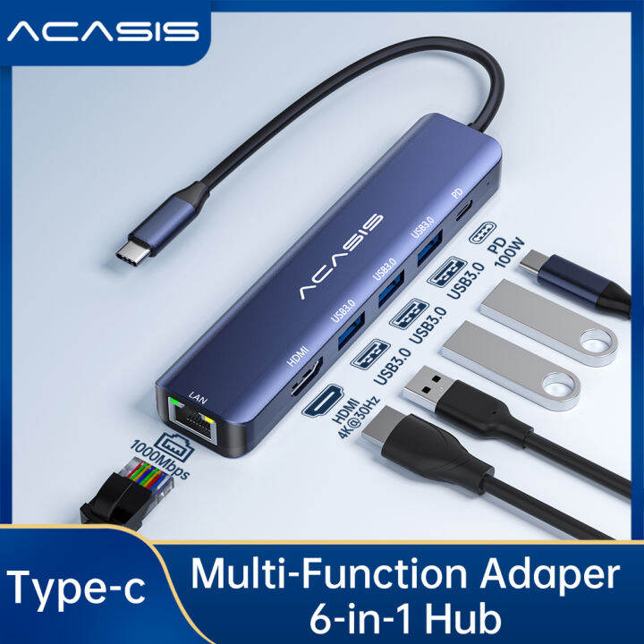 ACASIS USB C Docking Station 6 In 1 Hub Dual Display Adapter With HDMI