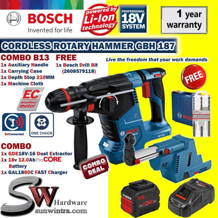 Combo Bosch Gbh Gde V Cordless Rotary Hammer One Chuck Kit