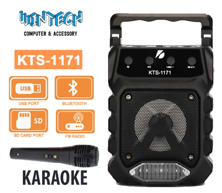 Kts Wireless Portable Bluetooth Speaker With Led Light Support