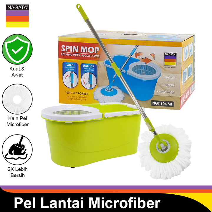 NAGATA Alat Pel Lantai Putar 360 Derajat Spin Mop Bucket Kain Pel