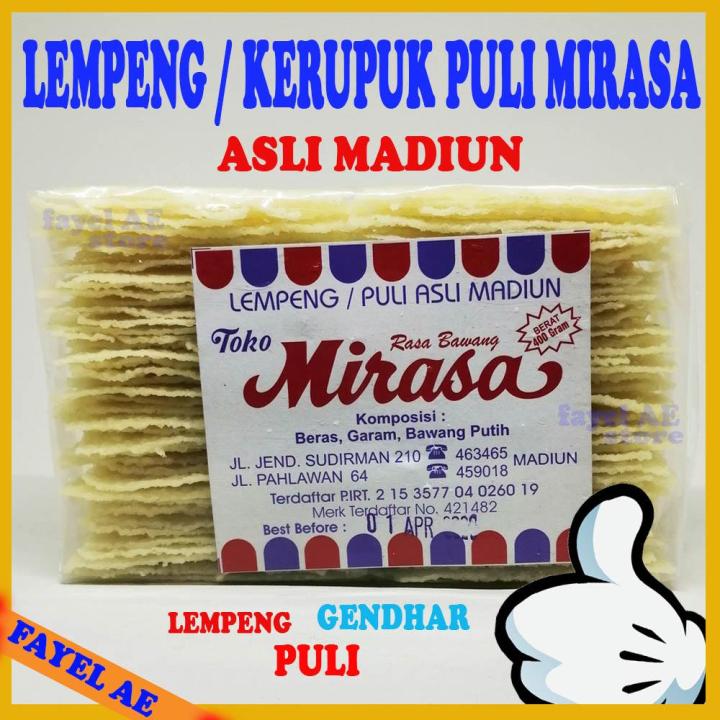 Kerupuk Nasi Krupuk Puli Kerupuk Lempeng Atau Gendar Merek Mirasa Tipis