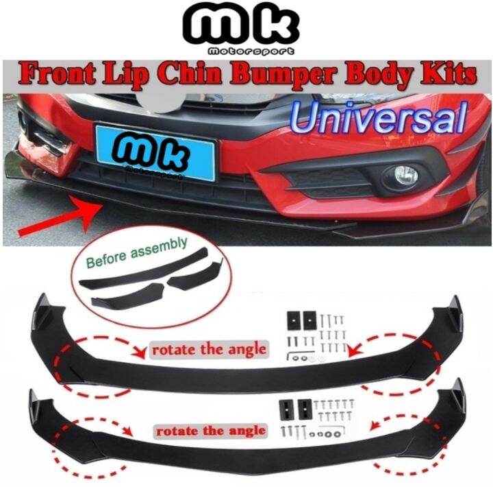 Car Universal Front Bumper Diffuser Lip Wrap Angle Splitters Black