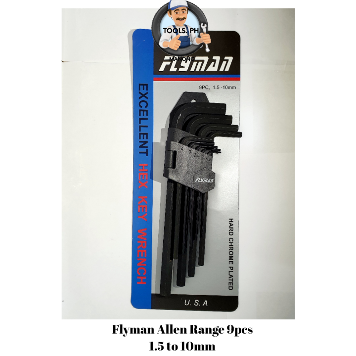 Power Home Flyman Allen Wrench Set 1 5 To 10Mm 9Pcs Medium Carbon Black