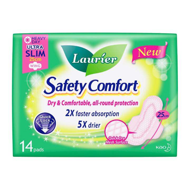 LAURIER Safety Comfort Ultra Slim Wing Sanitary Pads 25cm Laz Mama