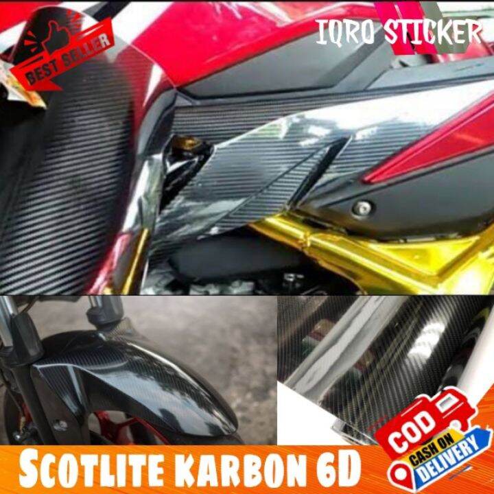 Sticker Skotlet Carbon 6D Super Glossy Untuk Motor Exterior Mobil