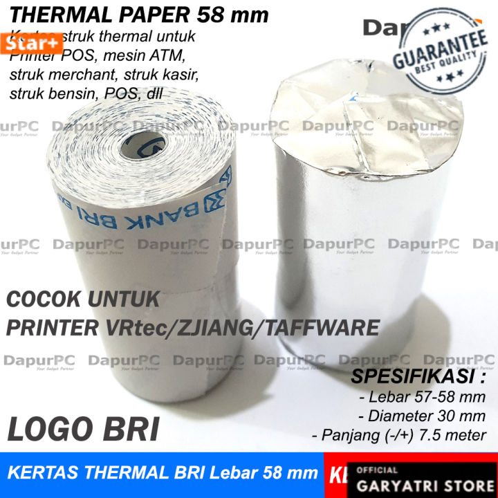 Thermal Paper Logo Bri X Mm Roll Kertas Struk Printer Thermal