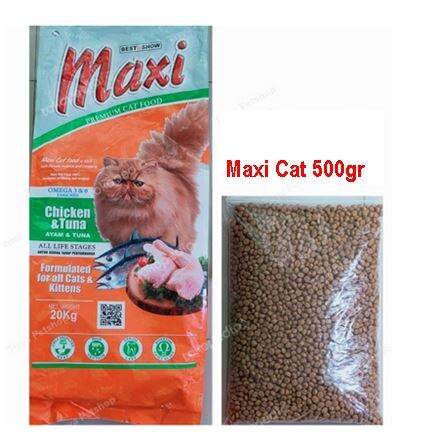 Makanan Kucing Maxi Cat Food Chicken Tuna 500gr Repack Lazada Indonesia