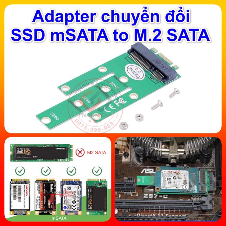 Adapter chuyển đổi SSD mSATA sang M2 SATA 2280 dùng gắn ổ cứng SSD