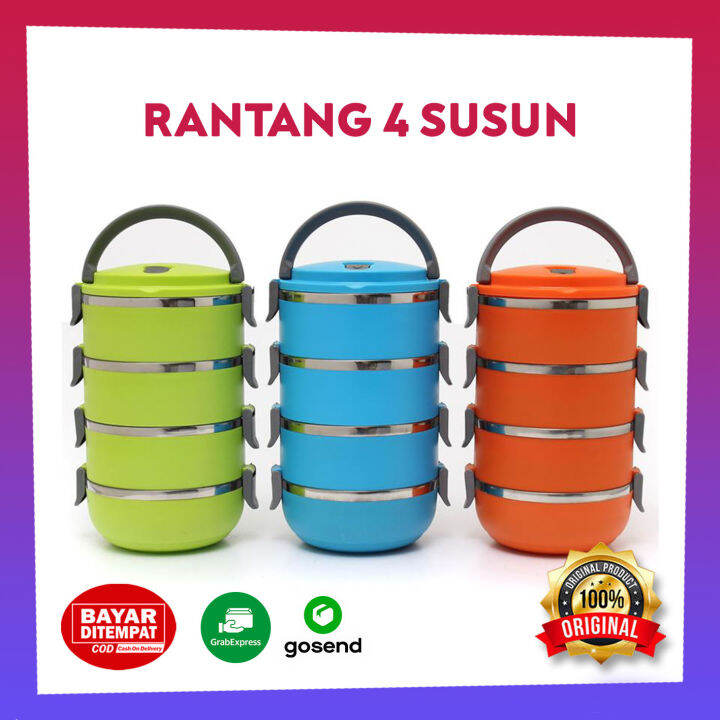 Rantang Stainless Susun Tahan Panas Lunch Box Tempat Bekel Stenlis