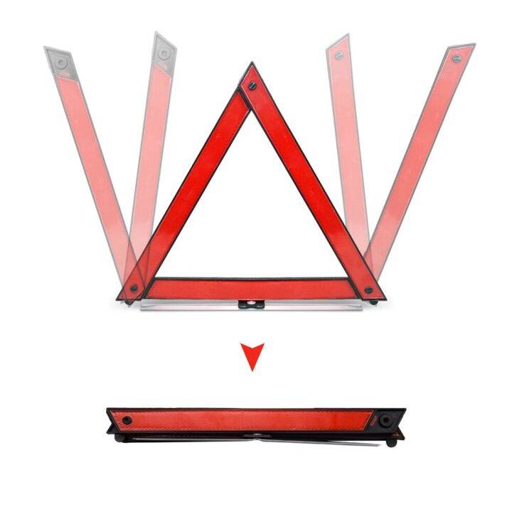 Triangle Reflective Warning Sign Foldable Red Car Hazard Breakdown