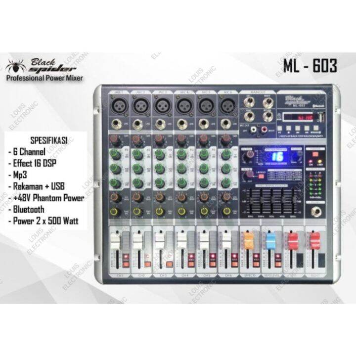 Power Mixer Black Spider ML 603 Mixer Black Spider ML603 6 Channel