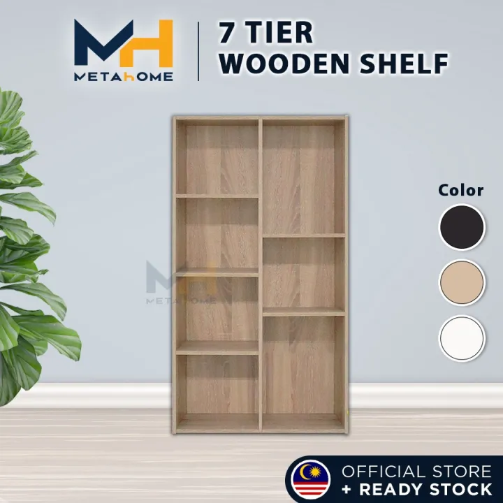 Tier Bookshelf Multipurpose Shelf Rak Buku Tingkat Wooden Book