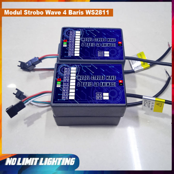 Modul LED Strobo Wave Kaca Mobil 4 Baris Input 12 24V Ws2811 Zigzag